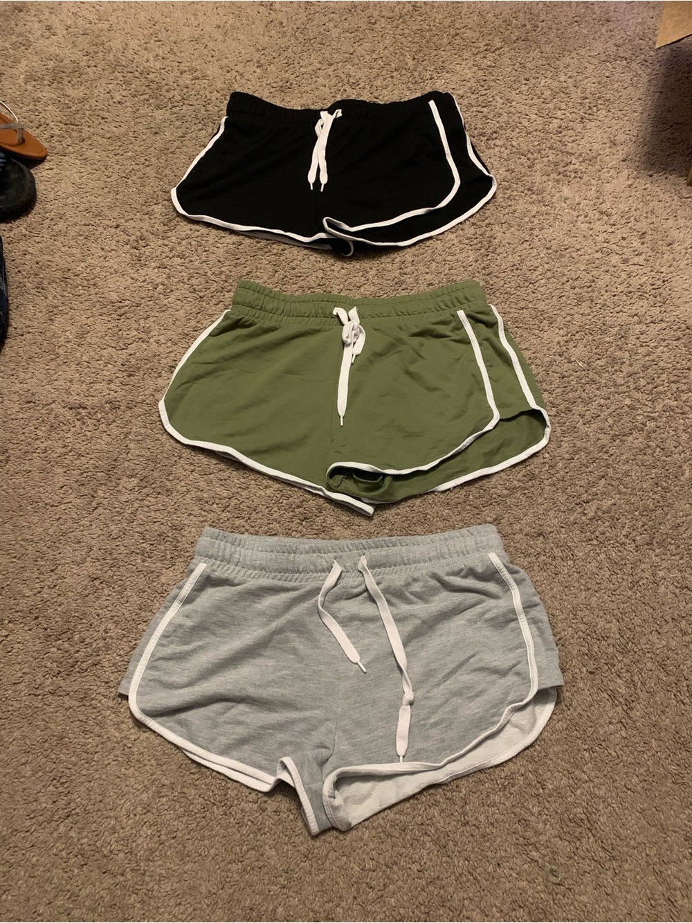 Forever 21 Women's Dolphin Shorts Trio - Black, Olive, Gray